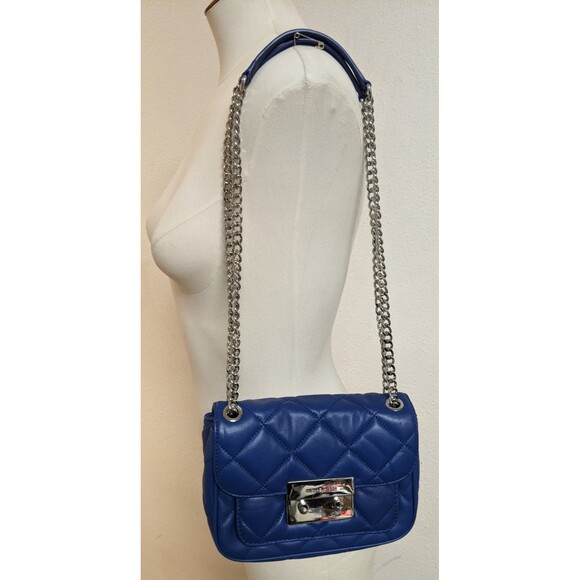 MICHAEL KORS Admiral Blue Lambs Leather Quilted SLOAN Handbag Purse - Picture 2 of 16